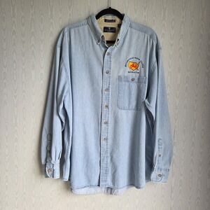 VTG Bill Blass Denim Shirt Mens XL Motorcycle Riding Course Instructor Biker